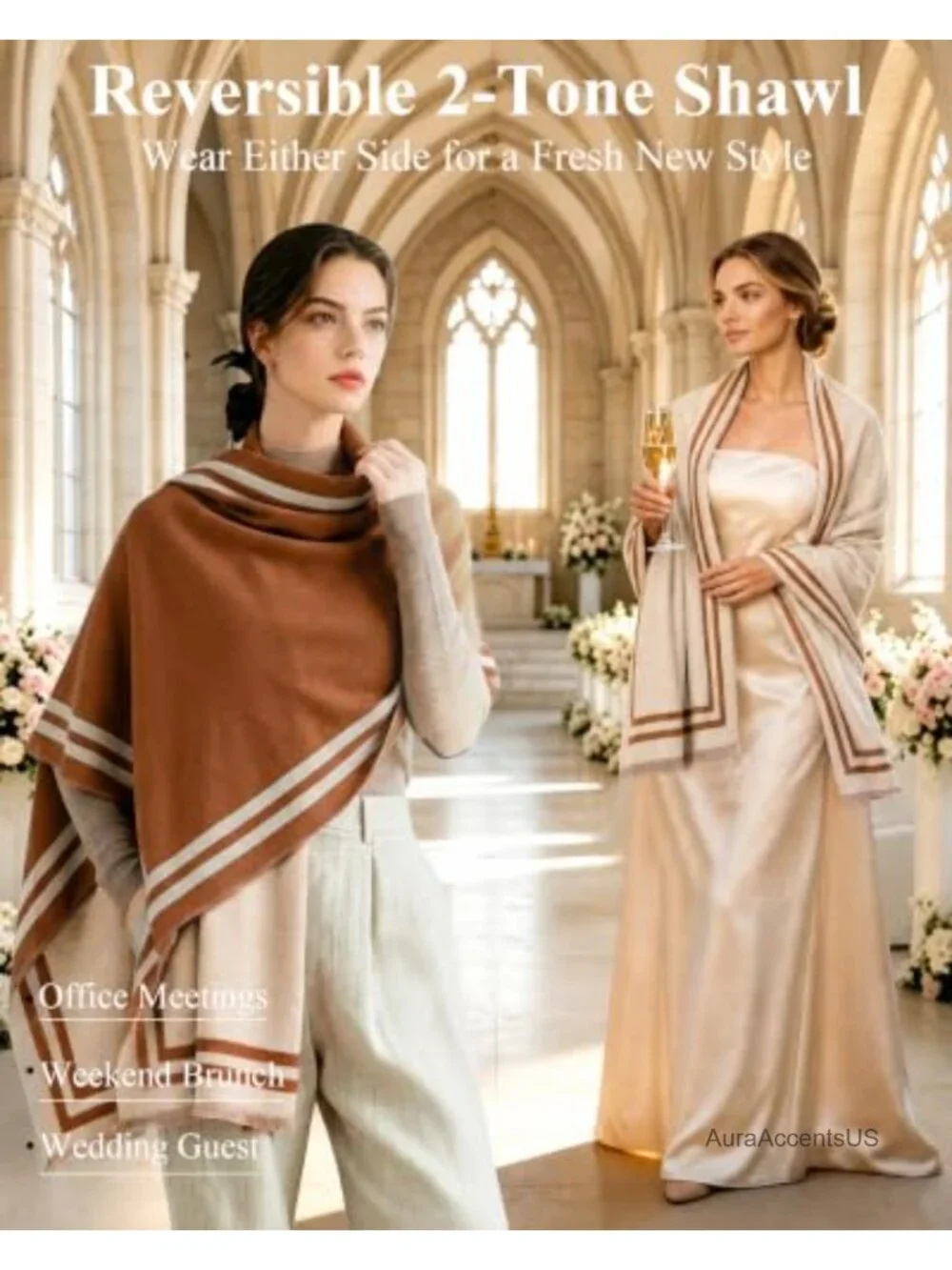 Reversible Pashmina Shawl Wrap Evening Dress Women's Oversized Scarf